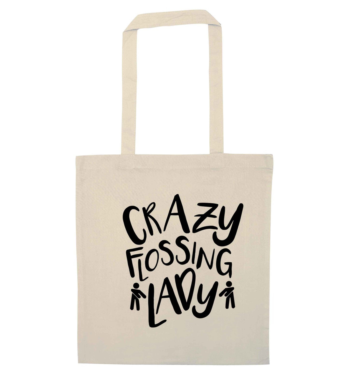 Crazy flossing lady natural tote bag