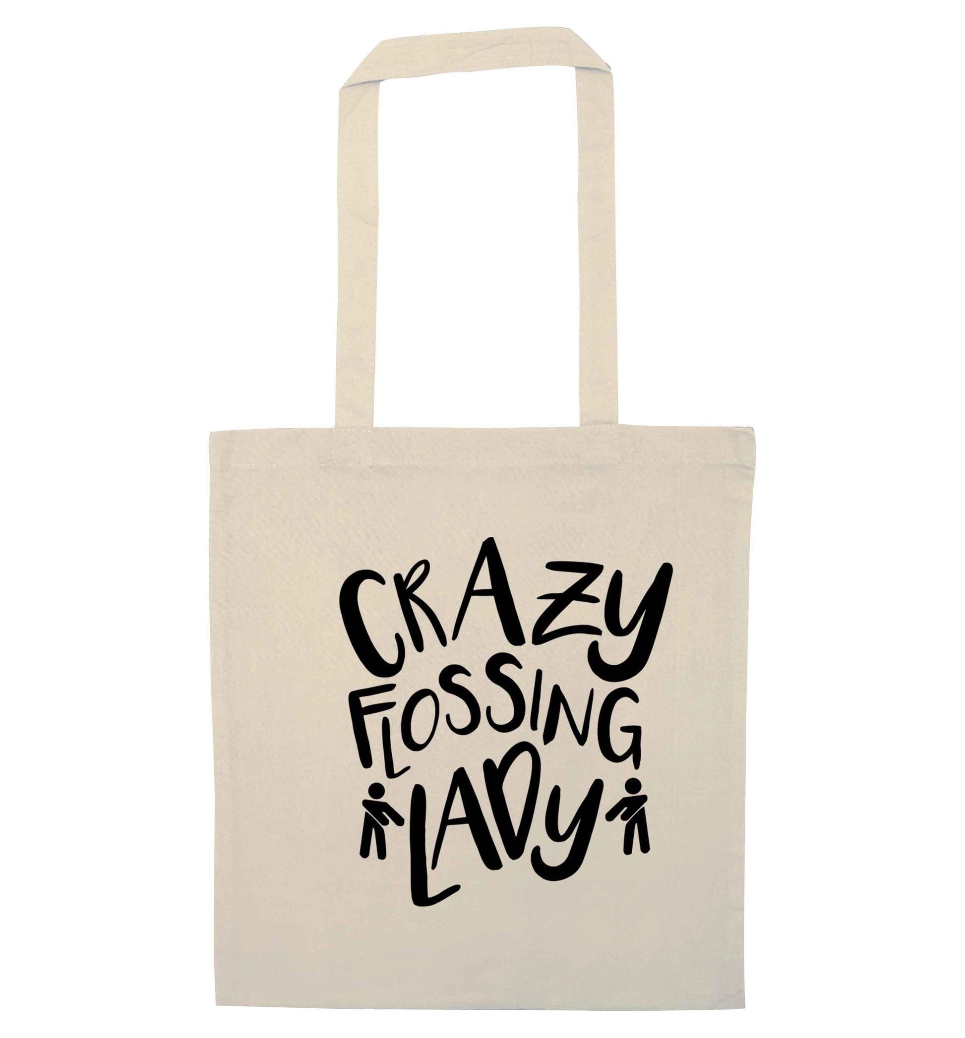 Crazy flossing lady natural tote bag