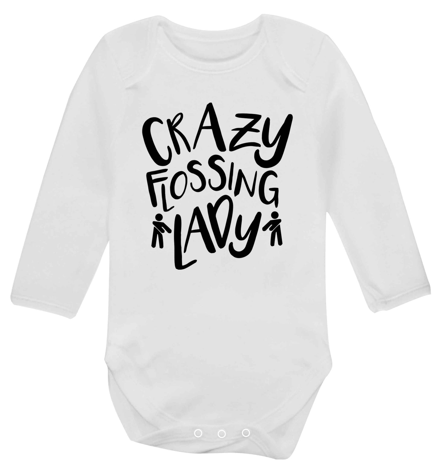 Crazy flossing lady Baby Vest long sleeved white 6-12 months