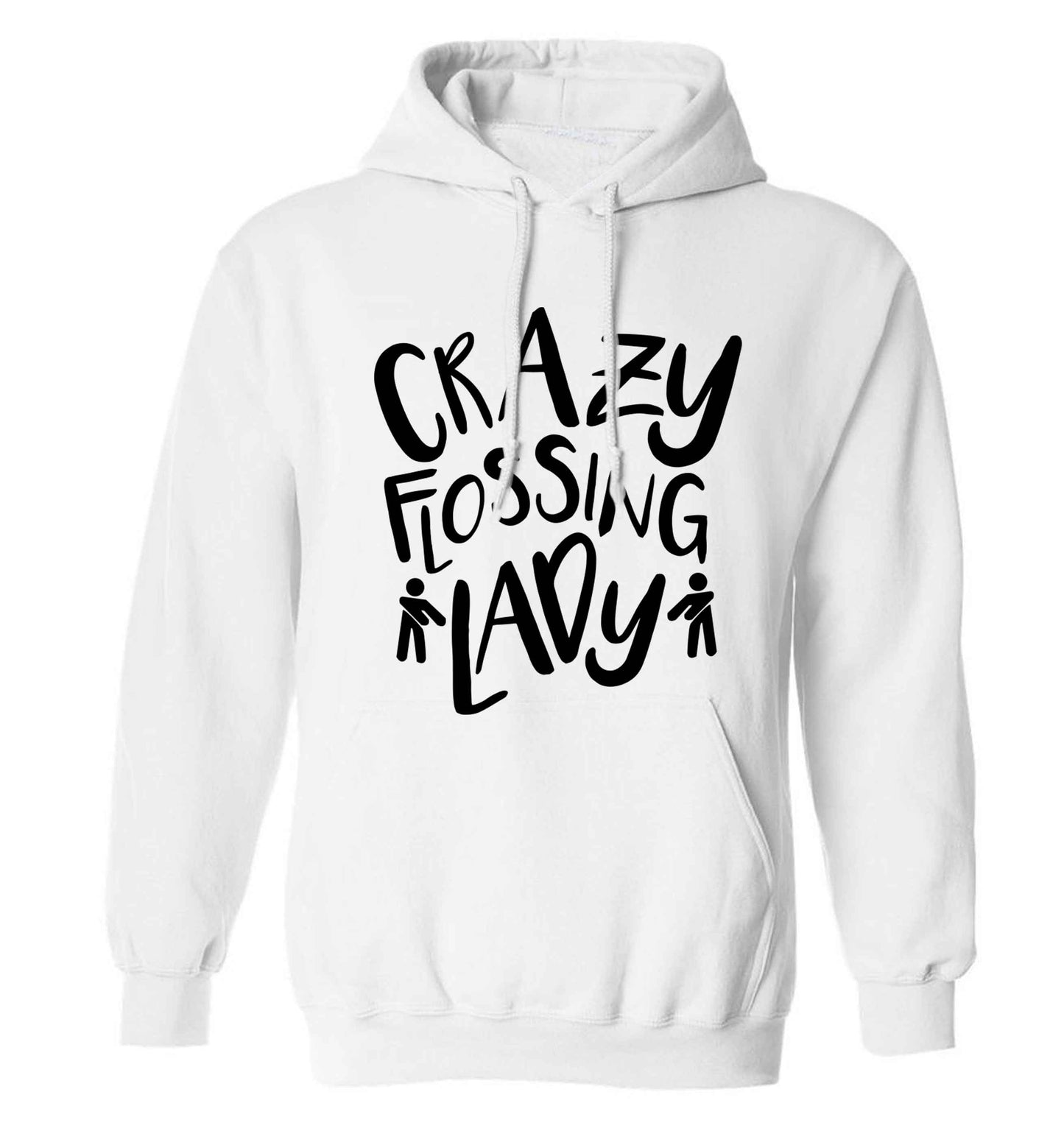 Crazy flossing lady adults unisex white hoodie 2XL