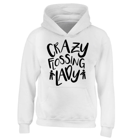 Crazy flossing lady children's white hoodie 12-13 Years