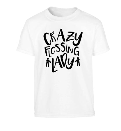 Crazy flossing lady Children's white Tshirt 12-13 Years