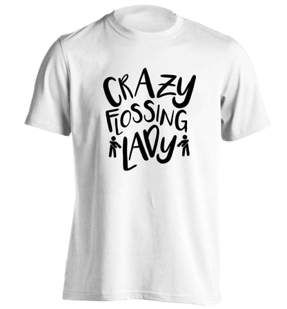 Crazy flossing lady adults unisex white Tshirt 2XL