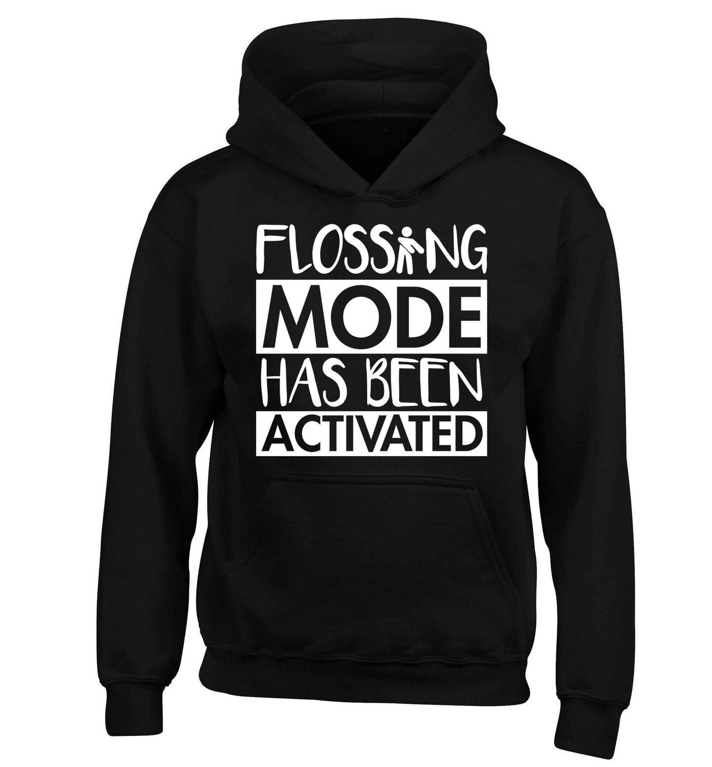 Flossing mode has been activated children's black hoodie 12-13 Years