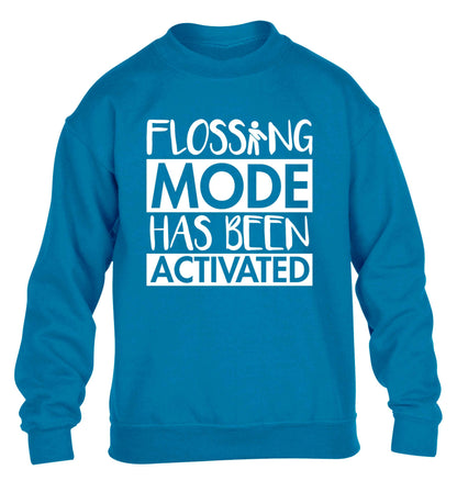 Flossing mode has been activated children's blue sweater 12-13 Years