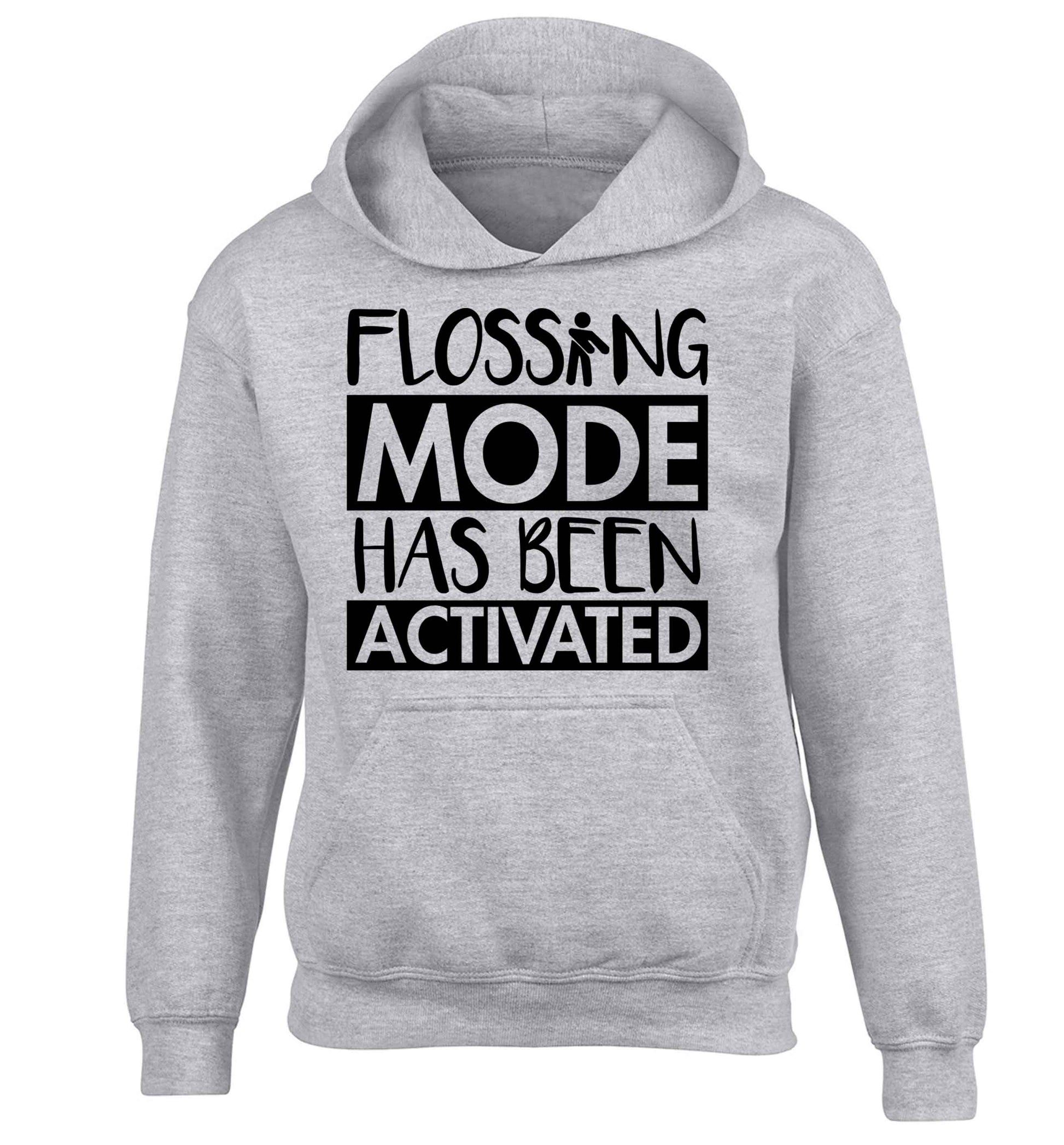 Flossing mode has been activated children's grey hoodie 12-13 Years