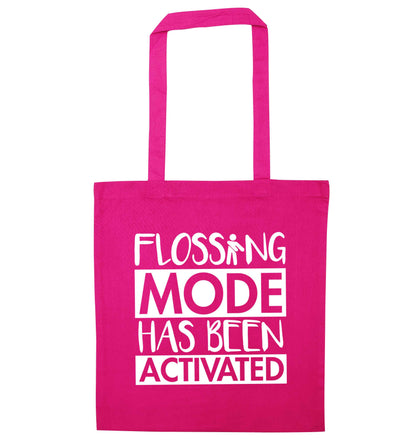 Flossing mode has been activated pink tote bag
