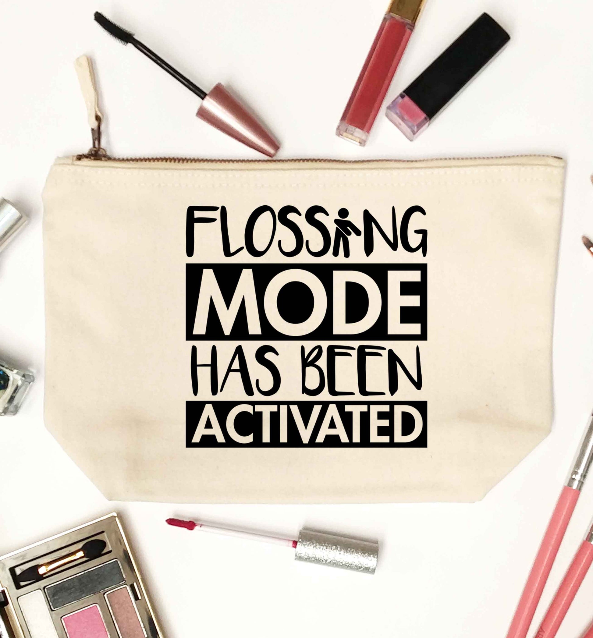 Flossing mode has been activated natural makeup bag