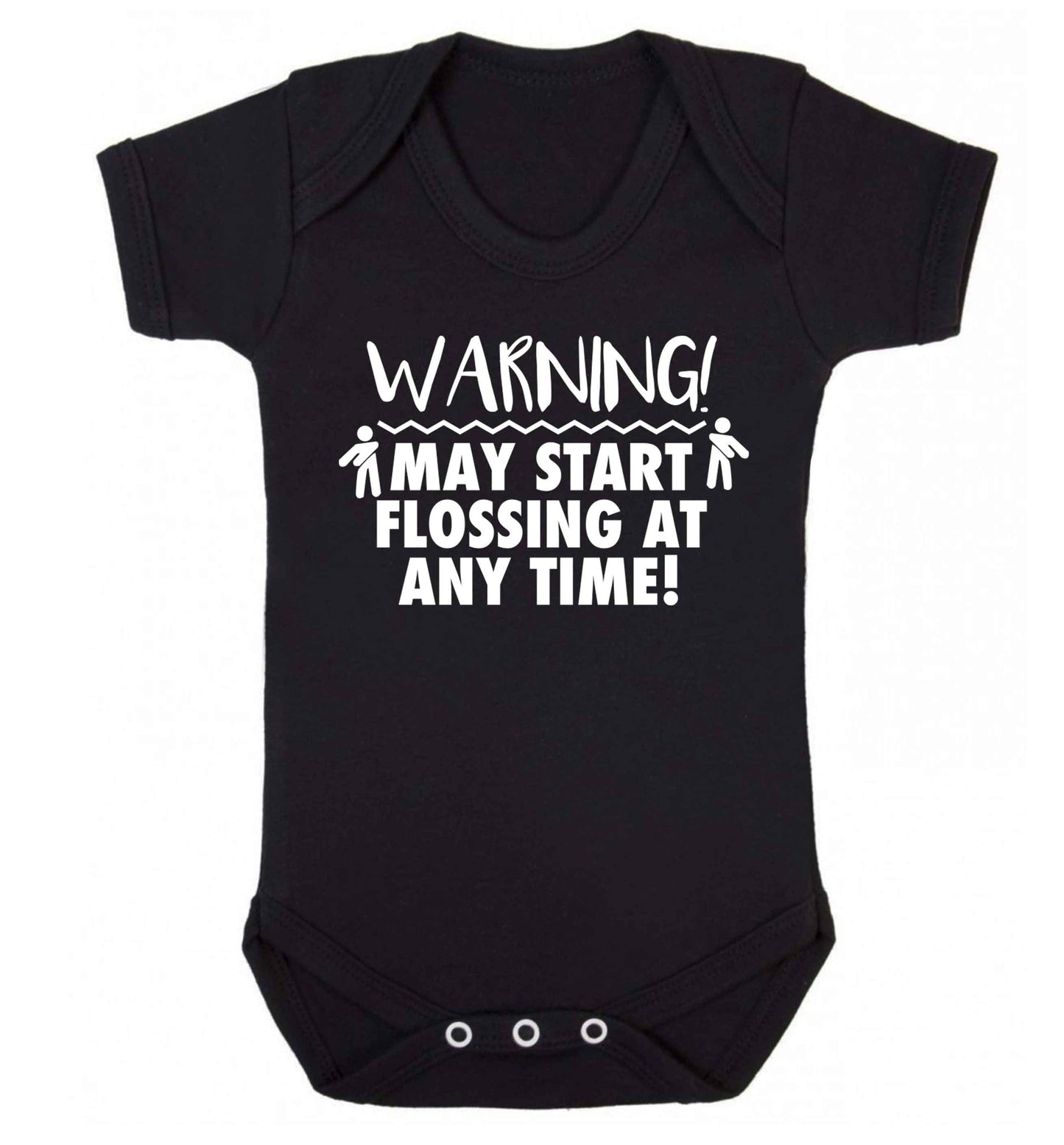 Warning may start flossing Baby Vest black 18-24 months