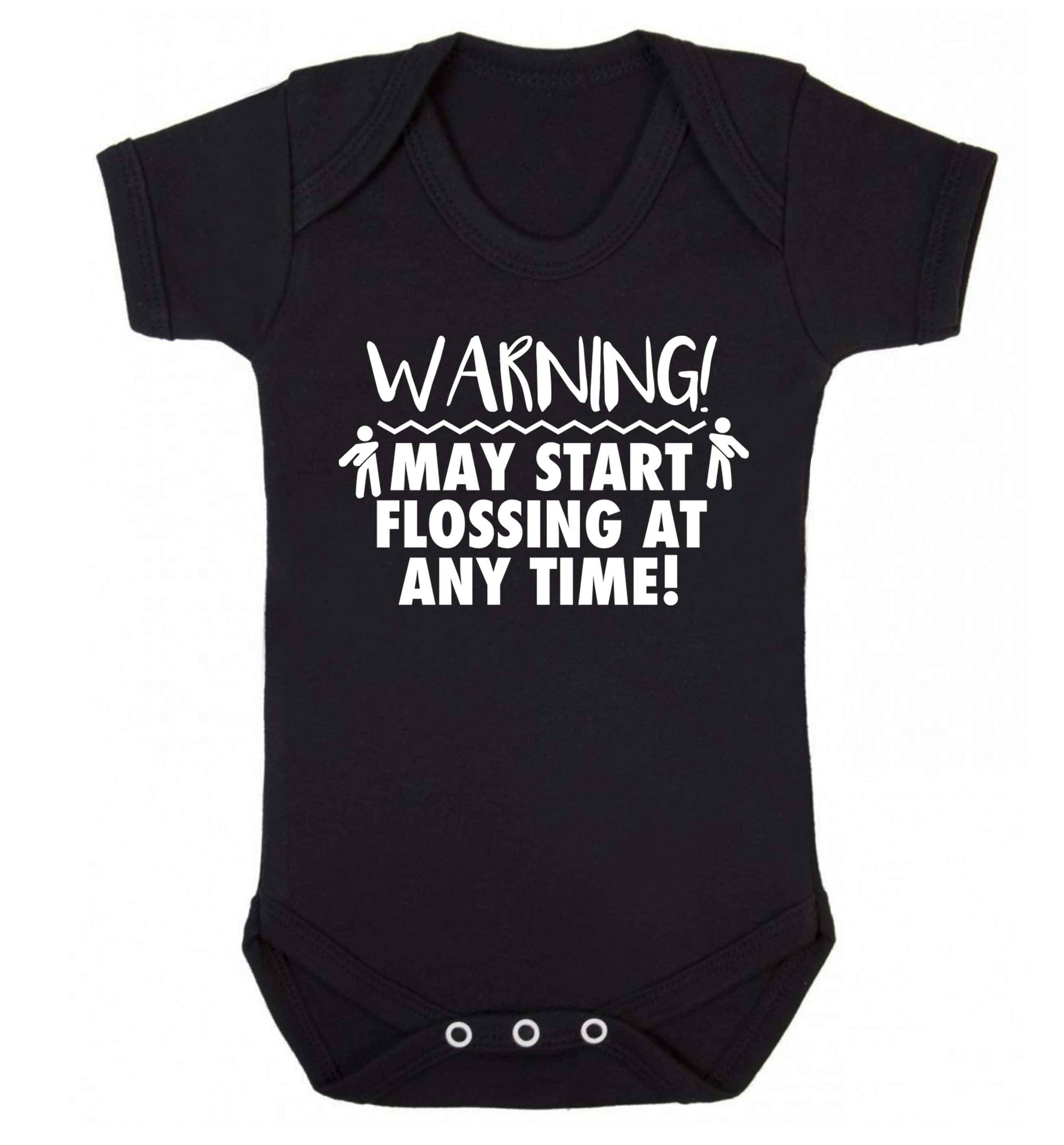 Warning may start flossing Baby Vest black 18-24 months