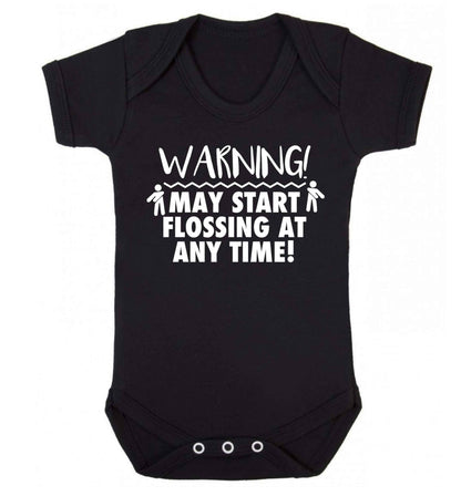 Warning may start flossing Baby Vest black 18-24 months
