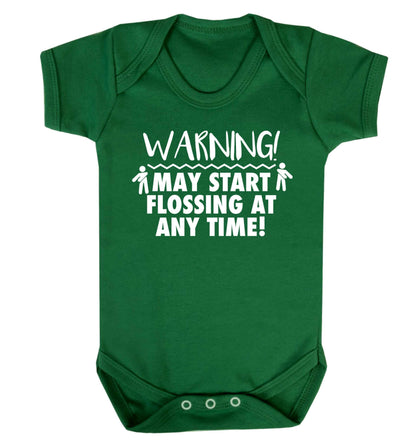 Warning may start flossing Baby Vest green 18-24 months