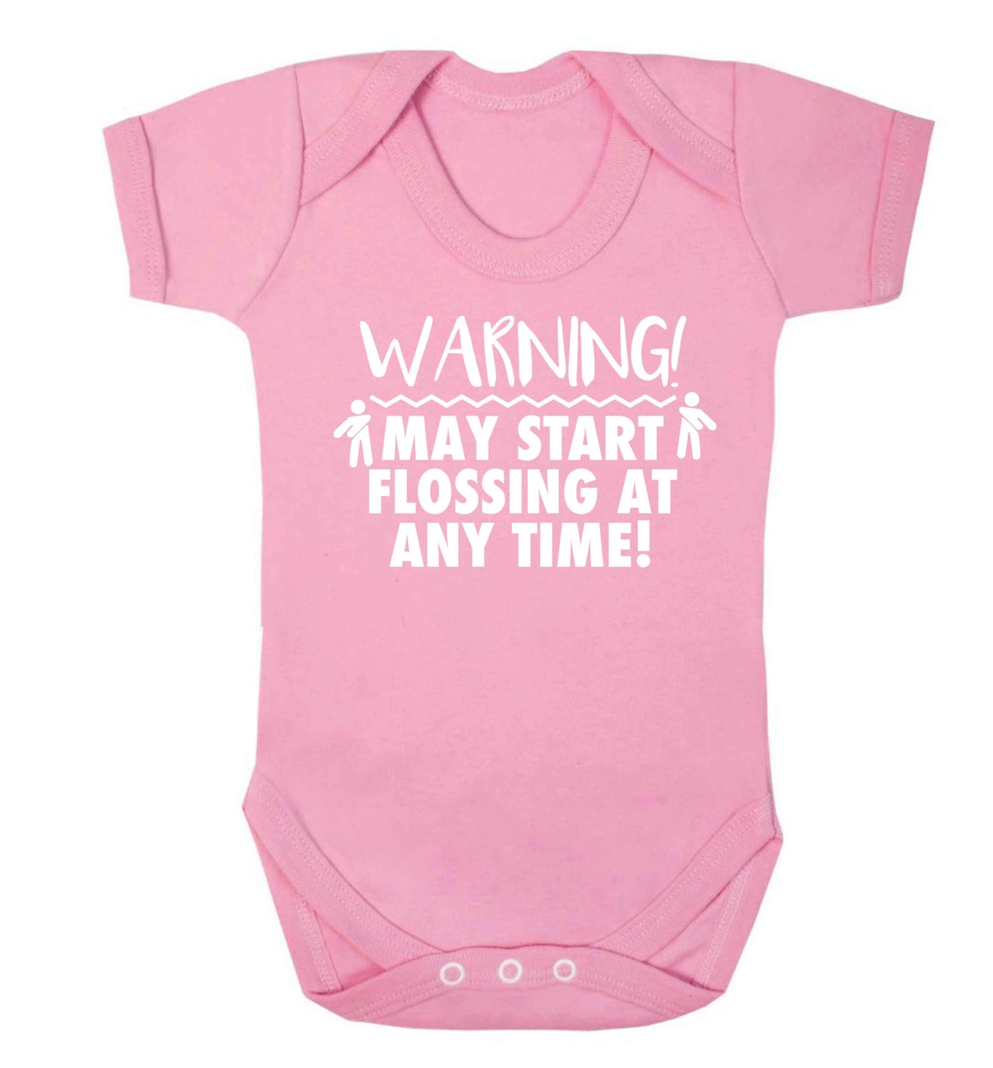 Warning may start flossing Baby Vest pale pink 18-24 months