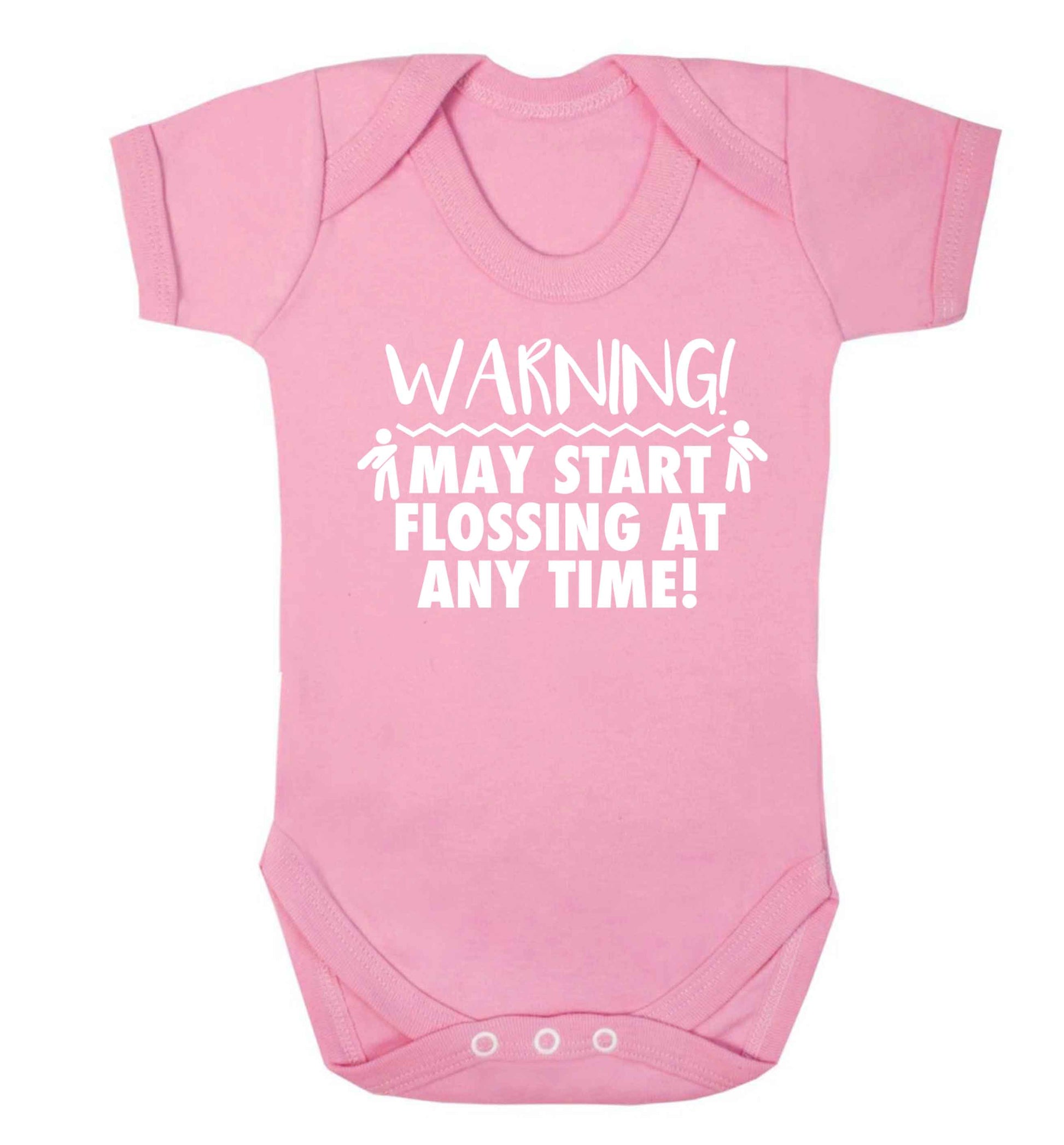 Warning may start flossing Baby Vest pale pink 18-24 months