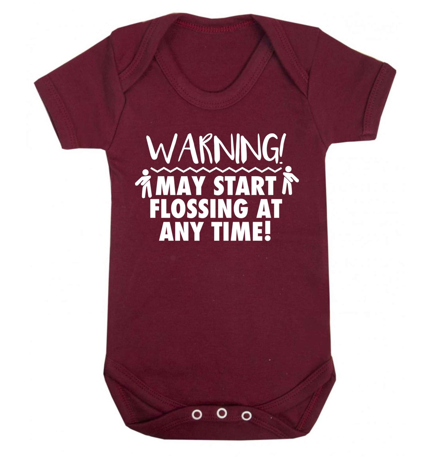 Warning may start flossing Baby Vest maroon 18-24 months