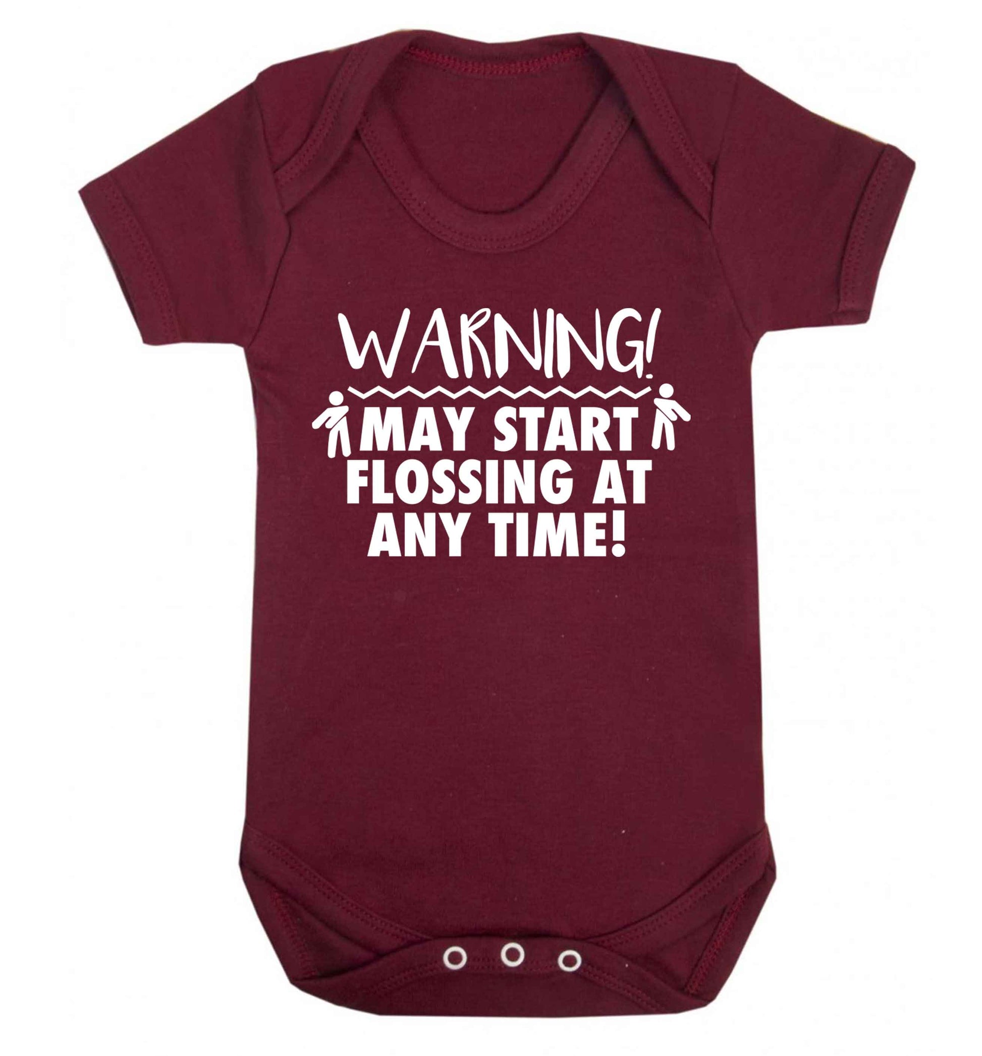 Warning may start flossing Baby Vest maroon 18-24 months