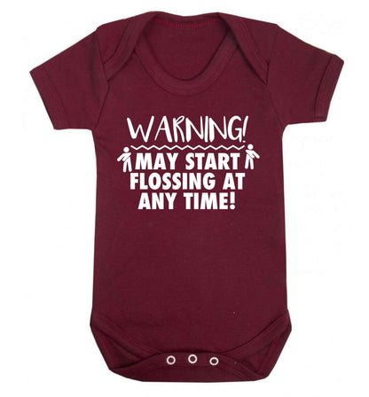 Warning may start flossing Baby Vest maroon 18-24 months
