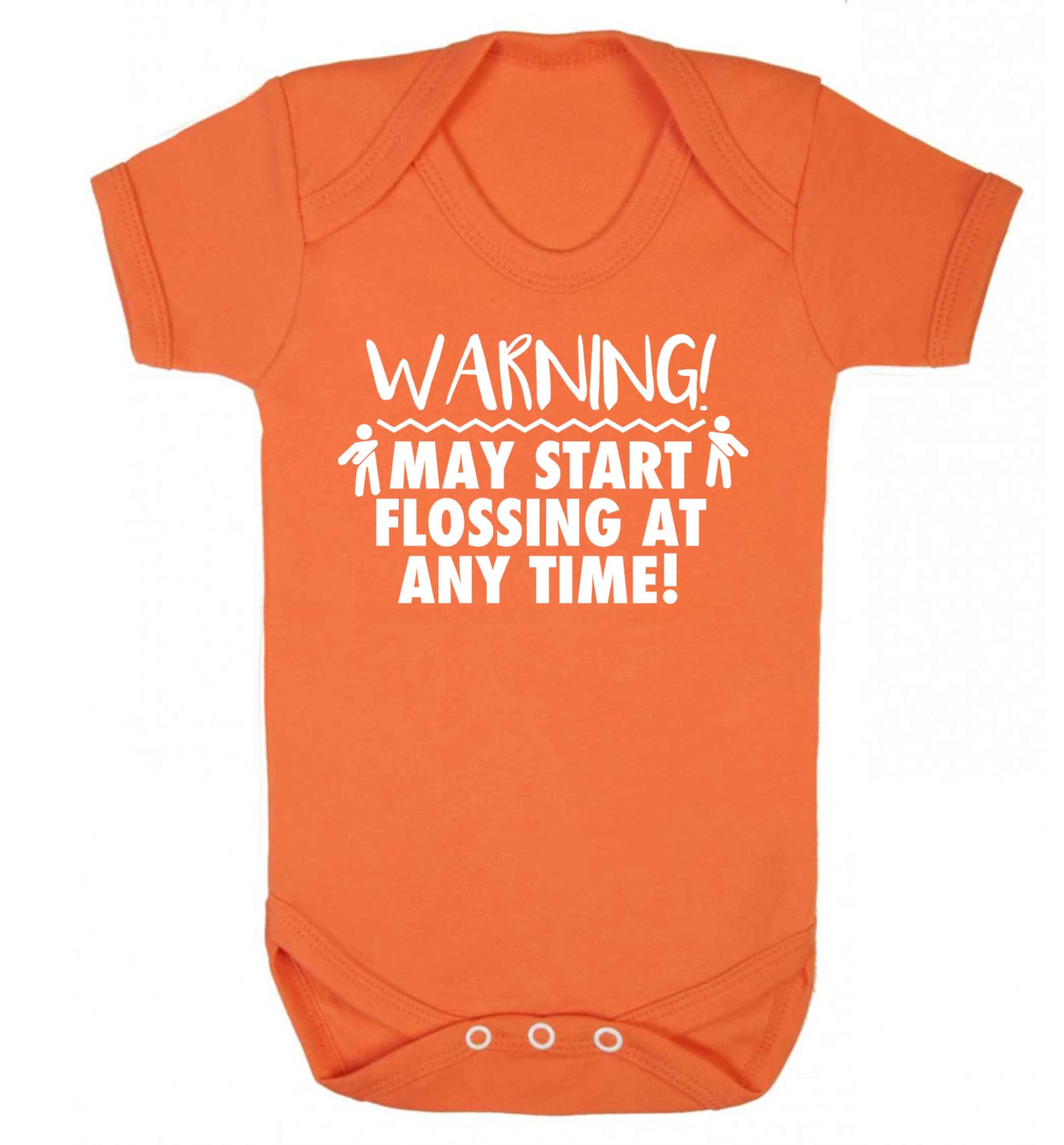 Warning may start flossing Baby Vest orange 18-24 months