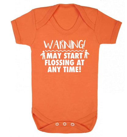 Warning may start flossing Baby Vest orange 18-24 months