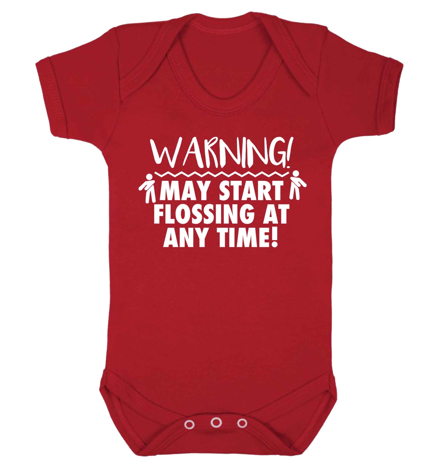 Warning may start flossing Baby Vest red 18-24 months