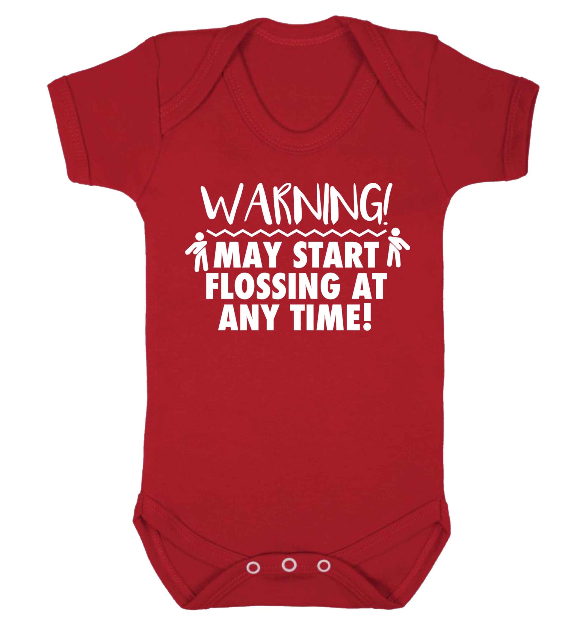 Warning may start flossing Baby Vest red 18-24 months