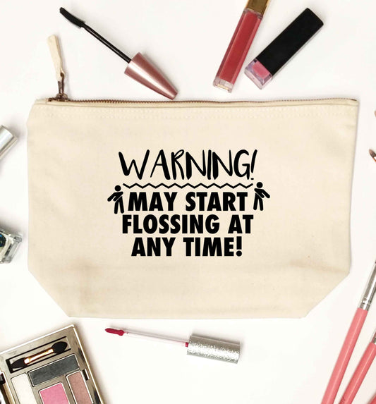 Warning may start flossing natural makeup bag