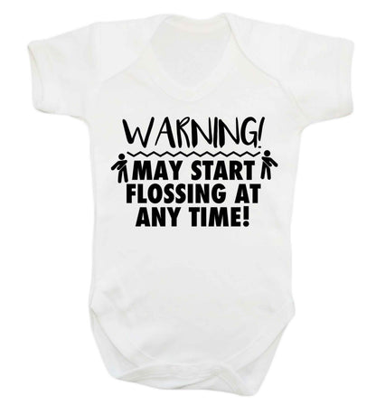 Warning may start flossing Baby Vest white 18-24 months