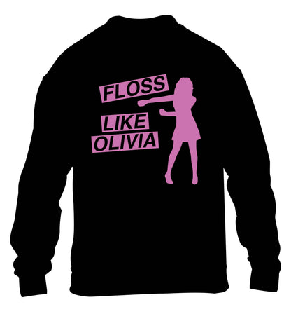 Personalised floss like (female version) children's black sweater 12-13 Years