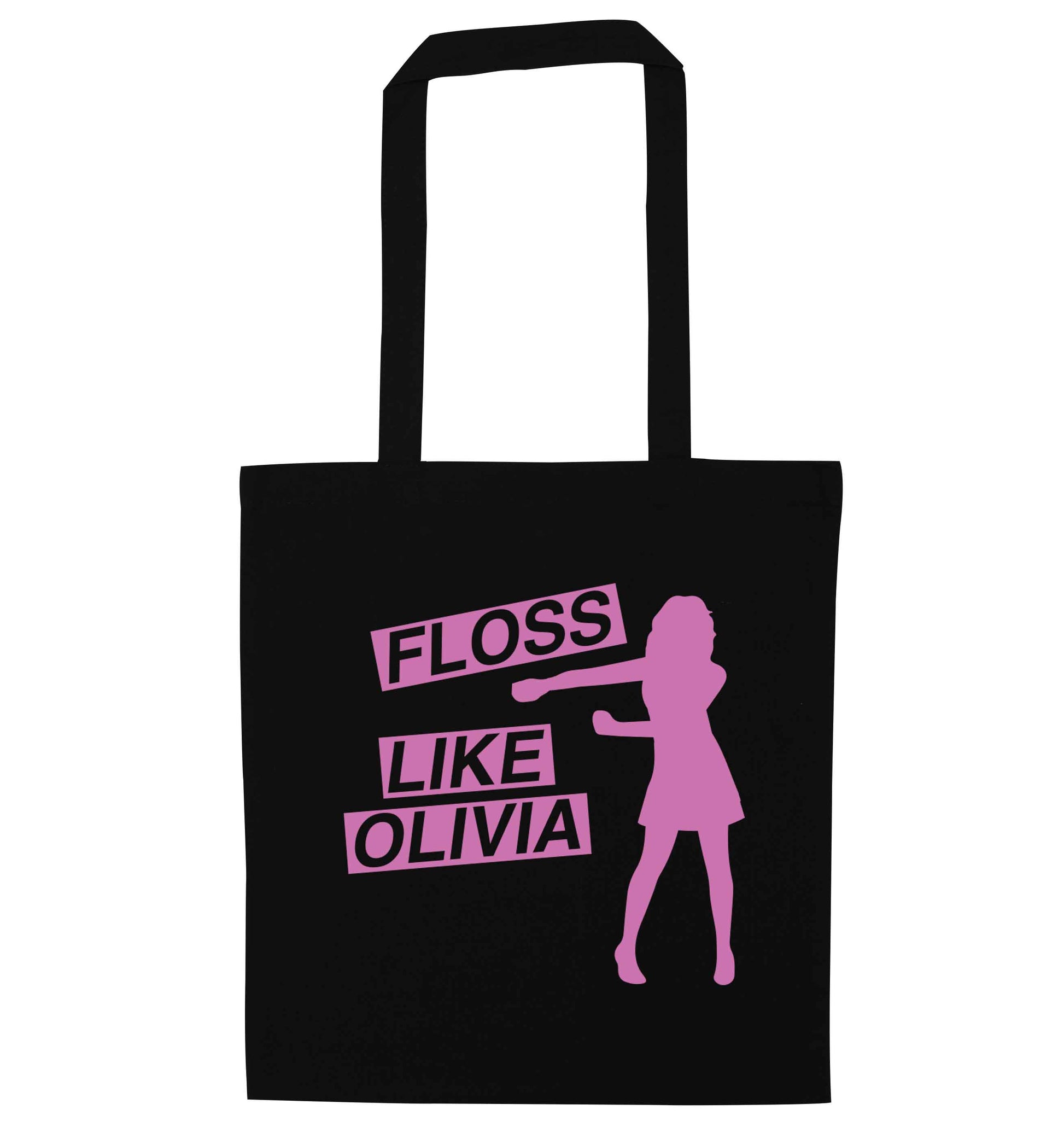 Personalised floss like (female version) black tote bag