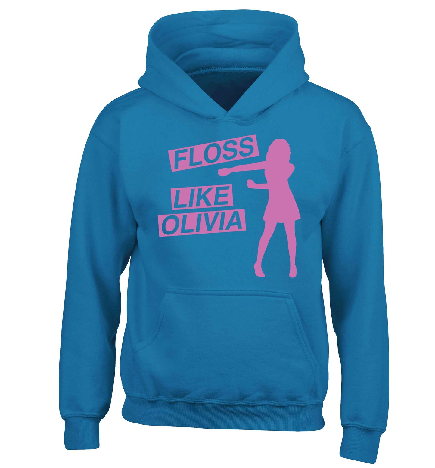 Personalised floss like (female version) children's blue hoodie 12-13 Years