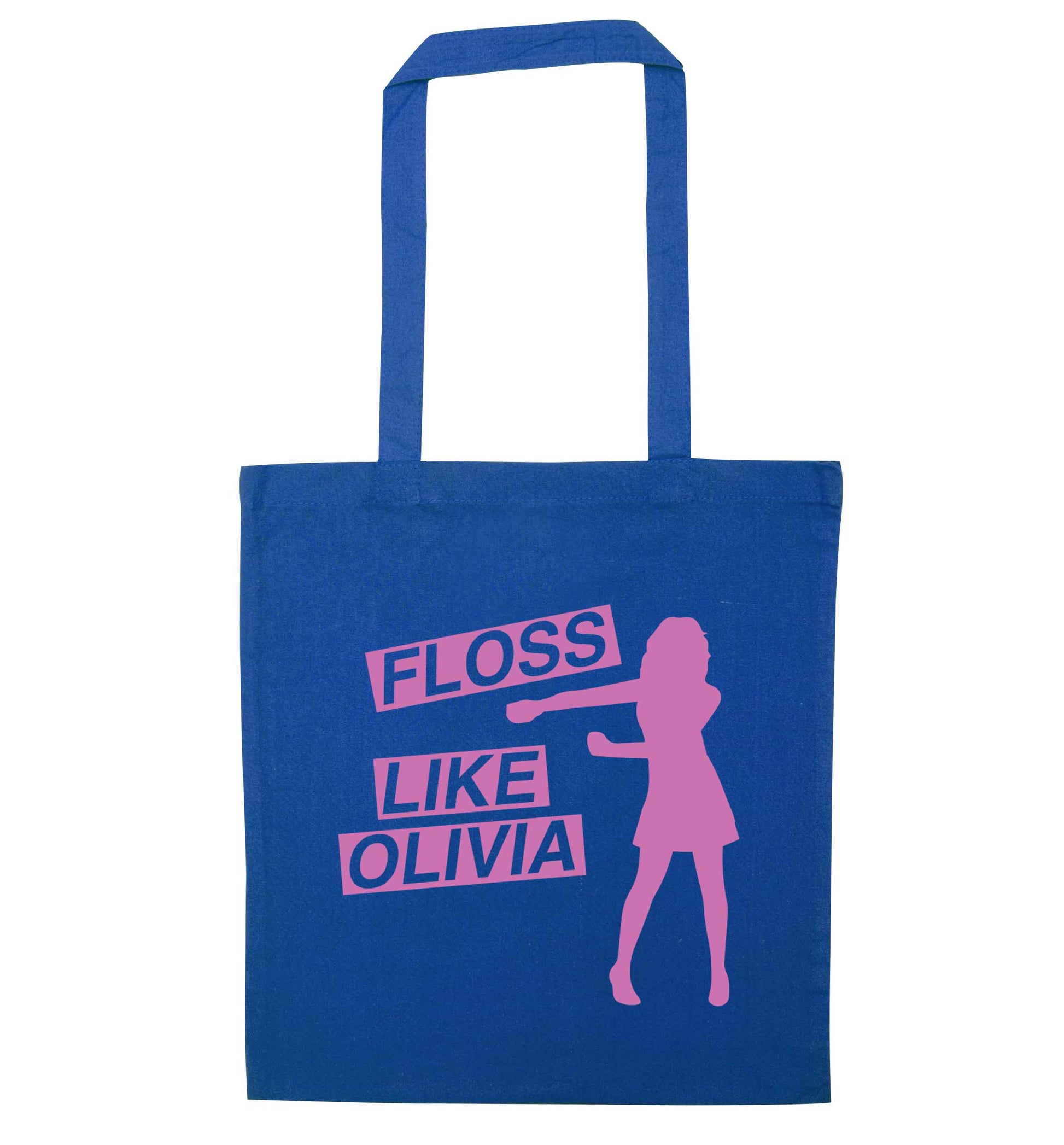 Personalised floss like (female version) blue tote bag