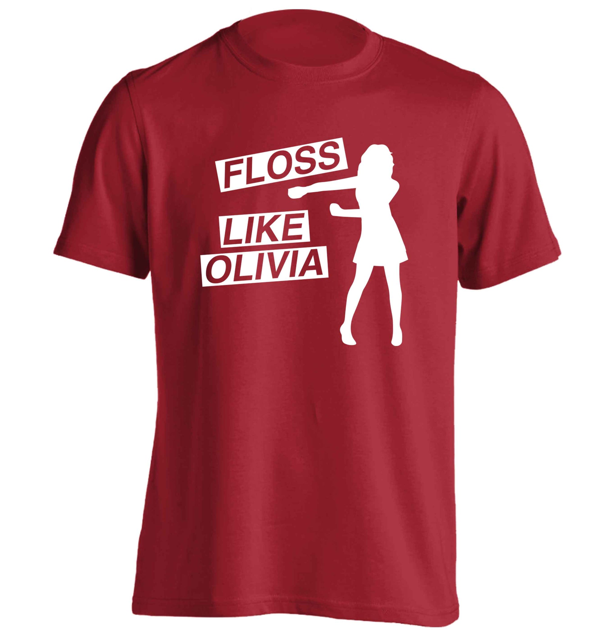 Personalised floss like (female version) adults unisex red Tshirt 2XL
