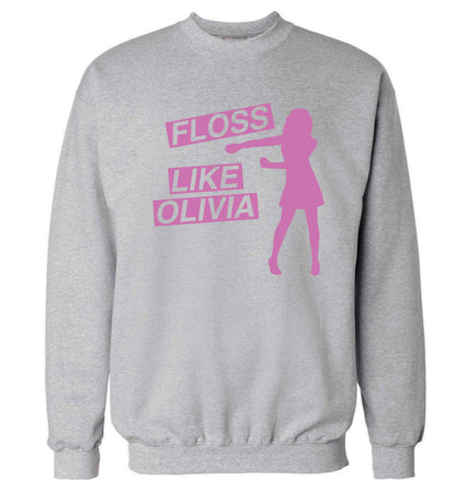 Personalised floss like (female version) Adult's unisex grey Sweater 2XL