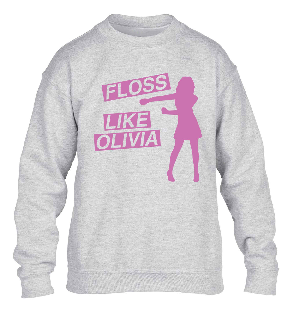 Personalised floss like (female version) children's grey sweater 12-13 Years
