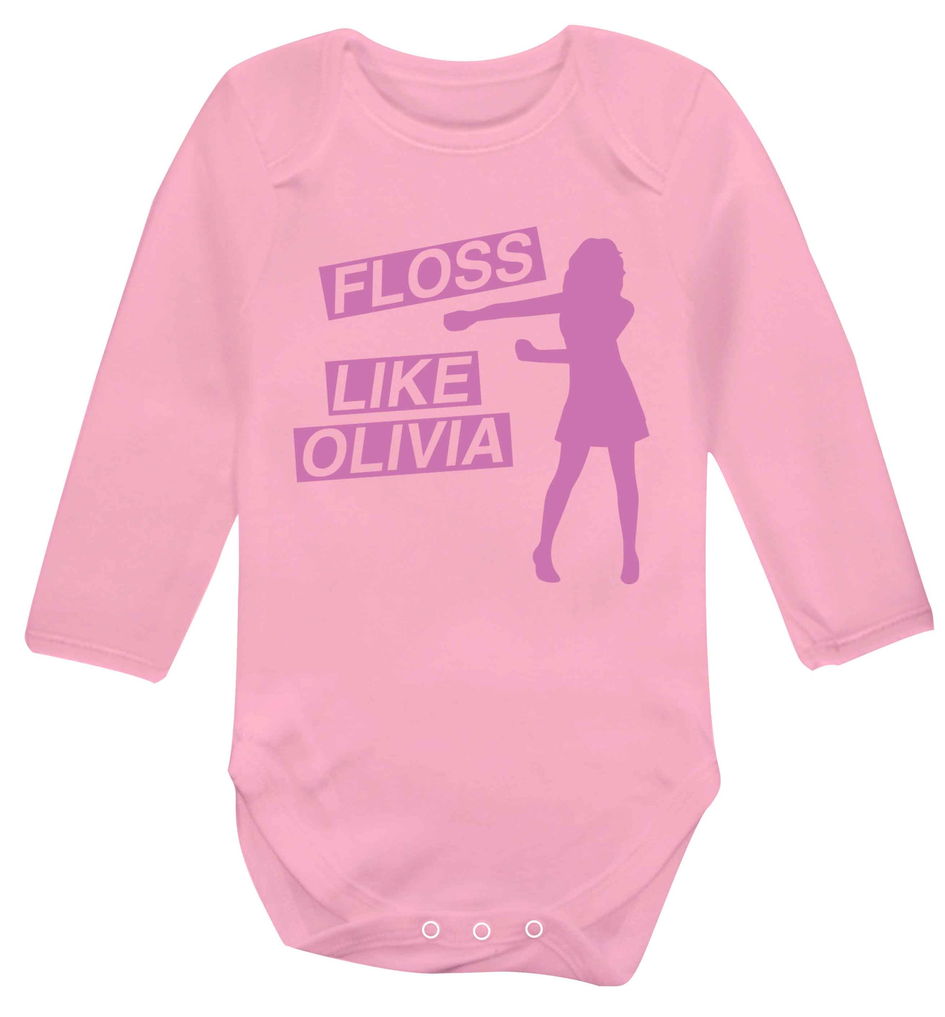Personalised floss like (female version) Baby Vest long sleeved pale pink 6-12 months