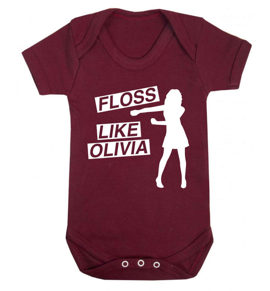 Personalised floss like (female version) Baby Vest maroon 18-24 months