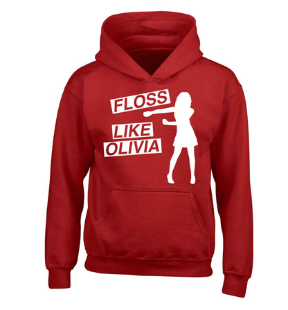Personalised floss like (female version) children's red hoodie 12-13 Years