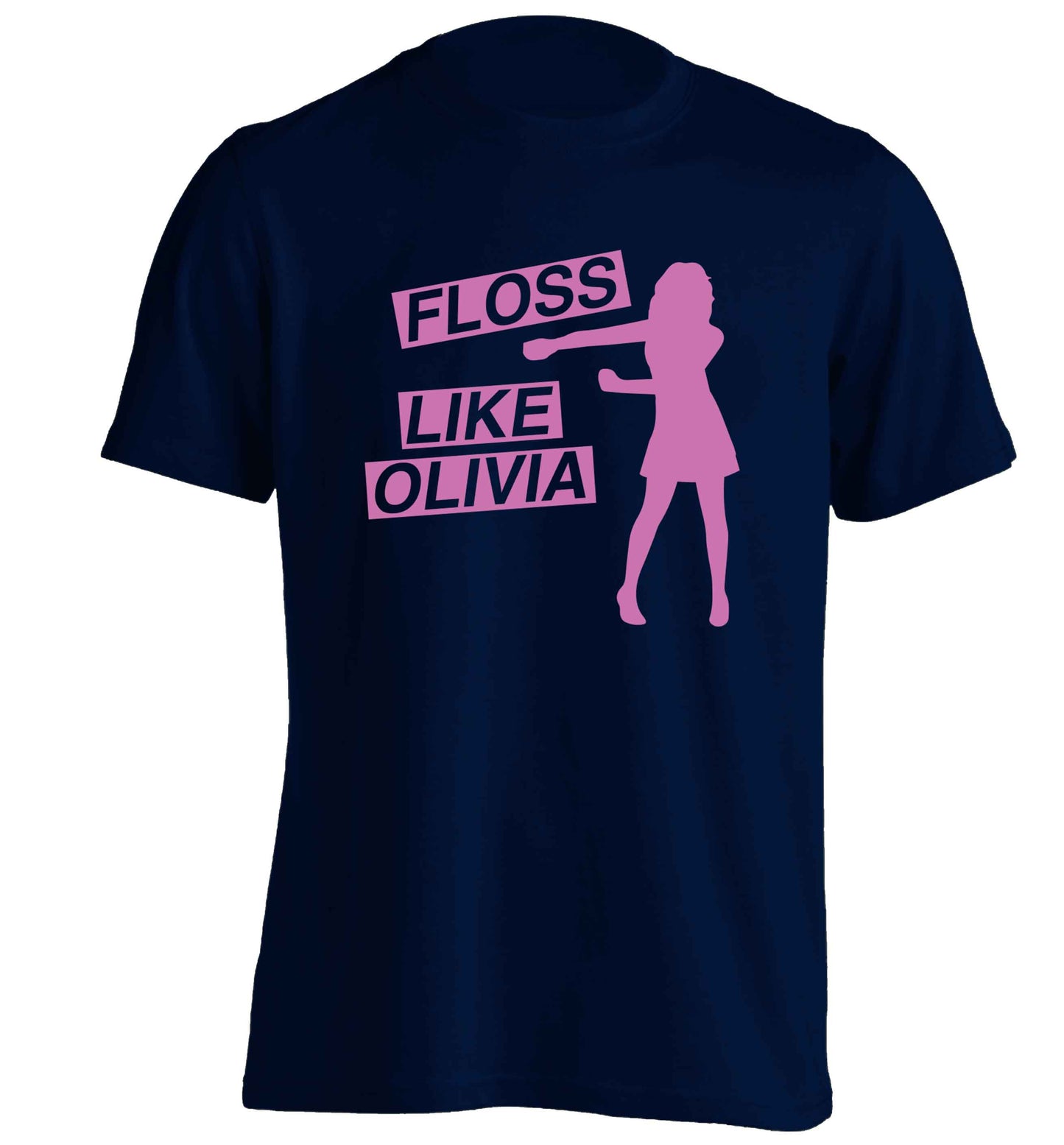 Personalised floss like (female version) adults unisex navy Tshirt 2XL
