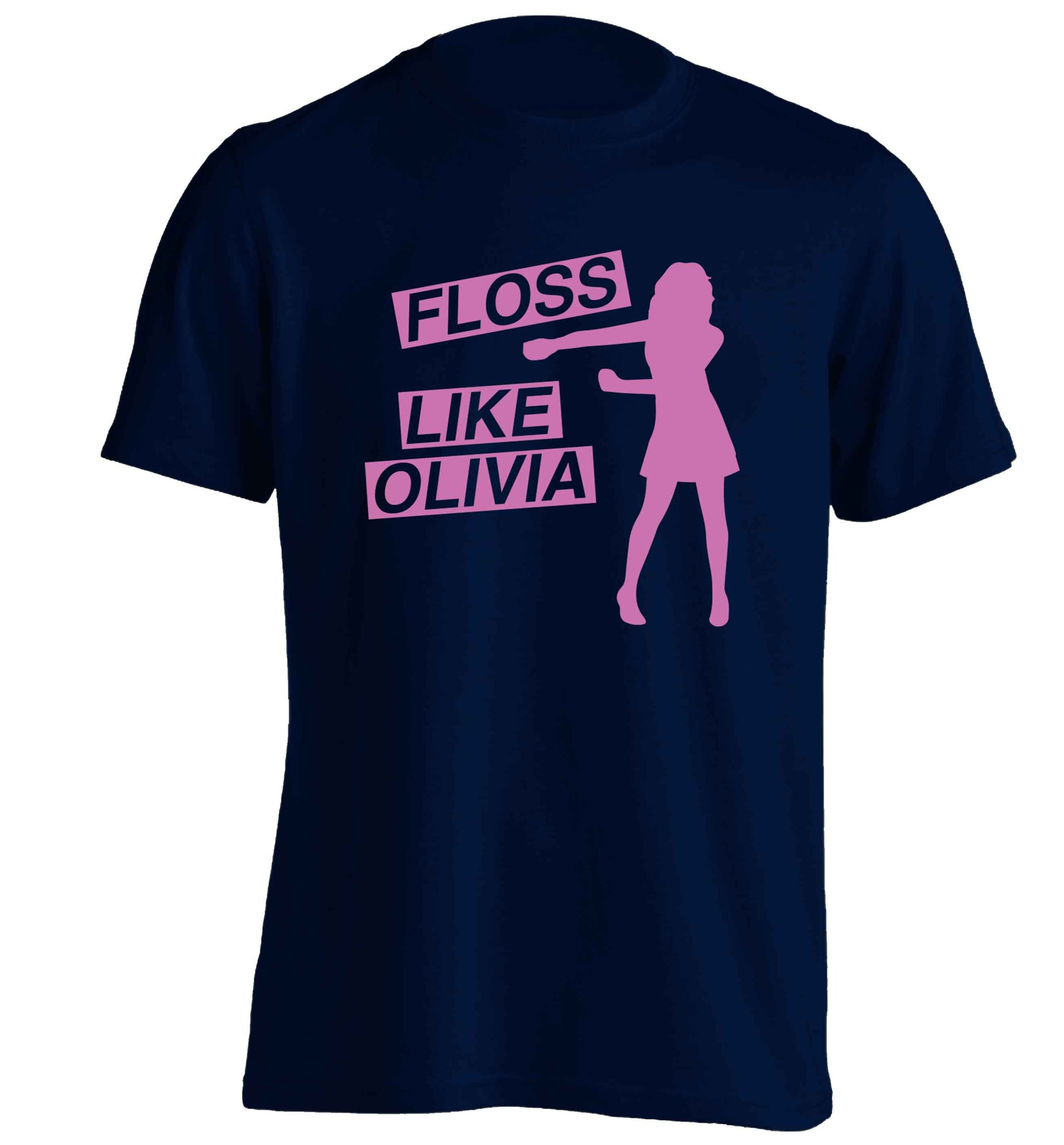 Personalised floss like (female version) adults unisex navy Tshirt 2XL