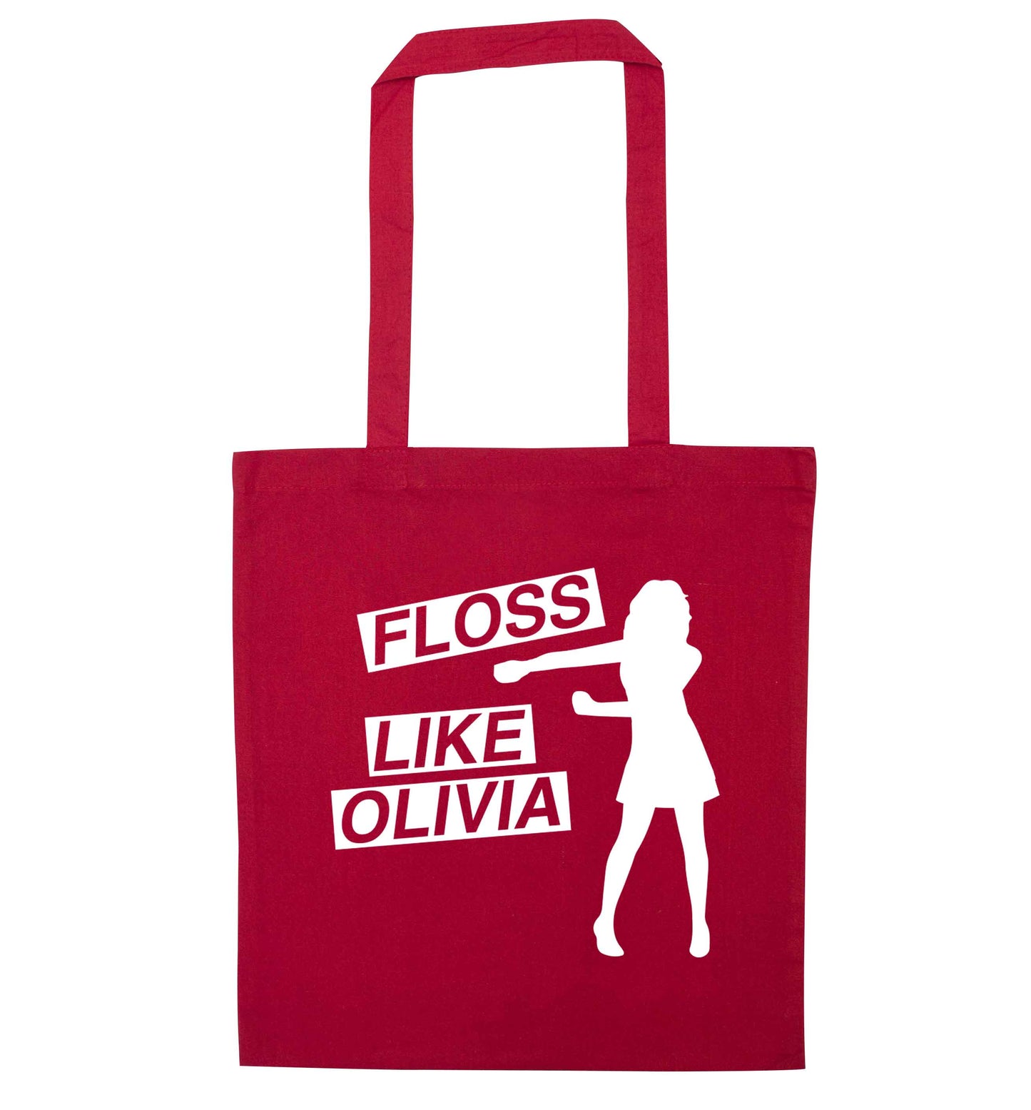 Personalised floss like (female version) red tote bag