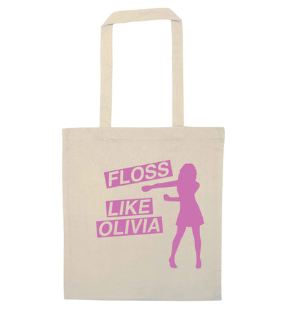 Personalised floss like (female version) natural tote bag