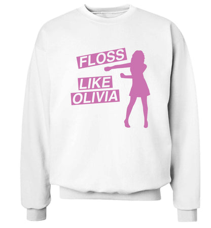 Personalised floss like (female version) Adult's unisex white Sweater 2XL