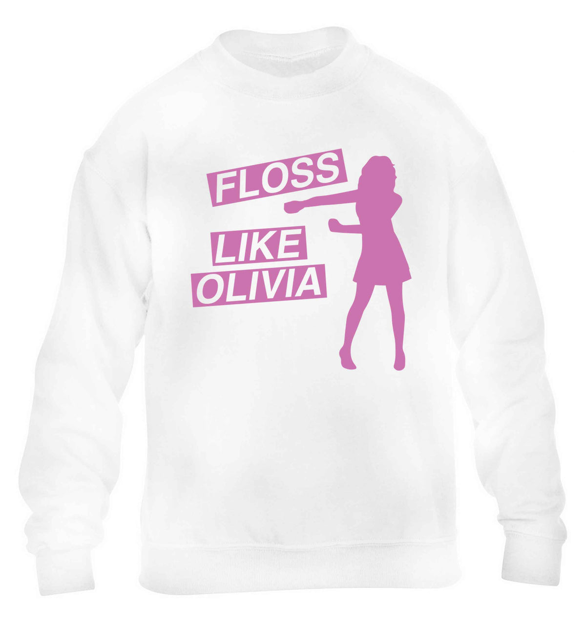 Personalised floss like (female version) children's white sweater 12-13 Years