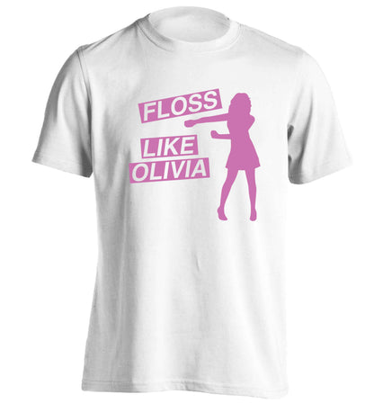 Personalised floss like (female version) adults unisex white Tshirt 2XL