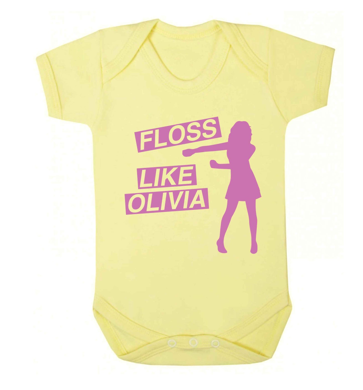 Personalised floss like (female version) Baby Vest pale yellow 18-24 months