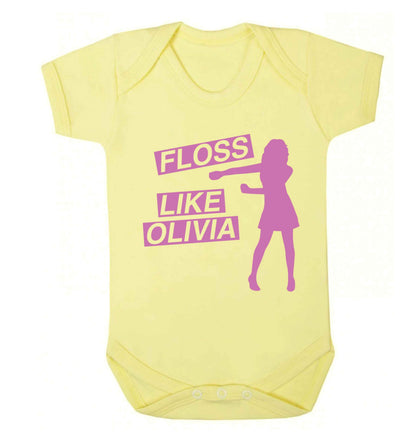 Personalised floss like (female version) Baby Vest pale yellow 18-24 months
