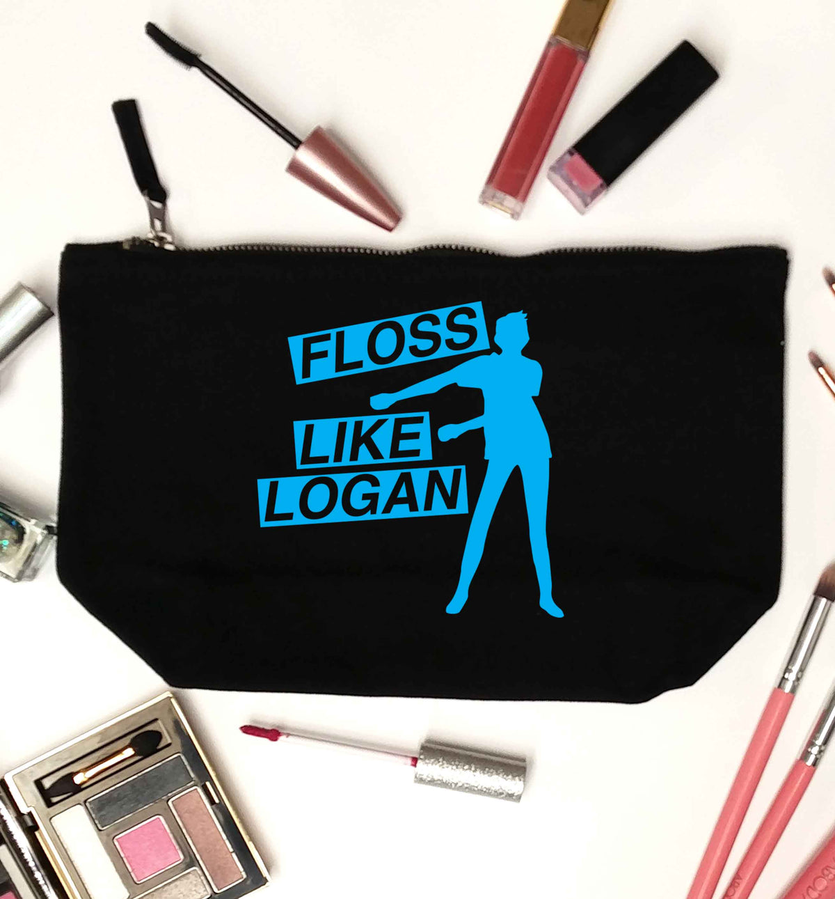 Personalised floss like (male version) black makeup bag