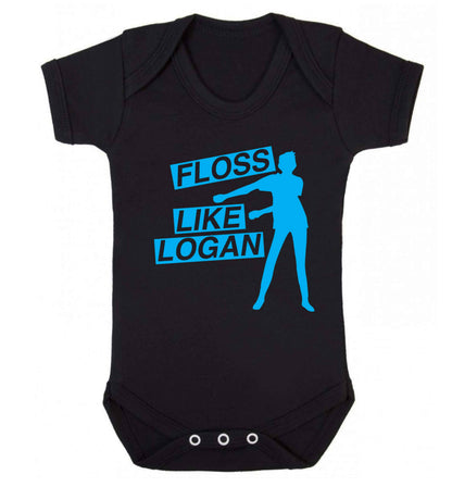 Personalised floss like (male version) Baby Vest black 18-24 months