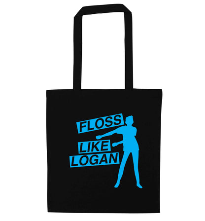 Personalised floss like (male version) black tote bag