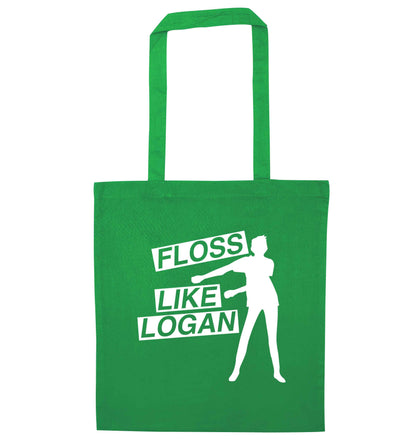 Personalised floss like (male version) green tote bag